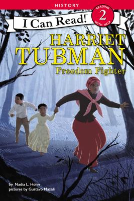 Harriet Tubman leads a pair of children in the night on the cover of Harriet Tubman: Freedom Fighter.