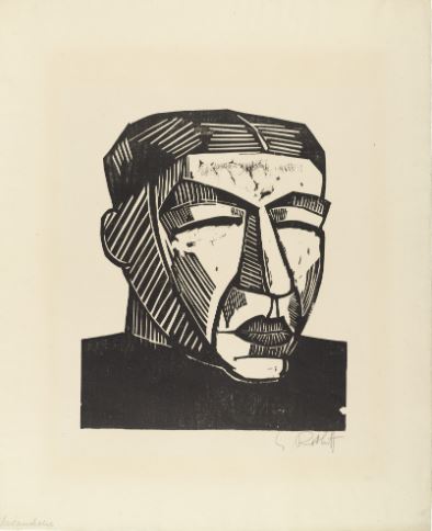 Print of woman with black ink.