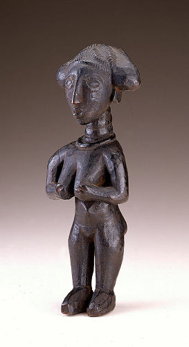 Carved image of a woman.