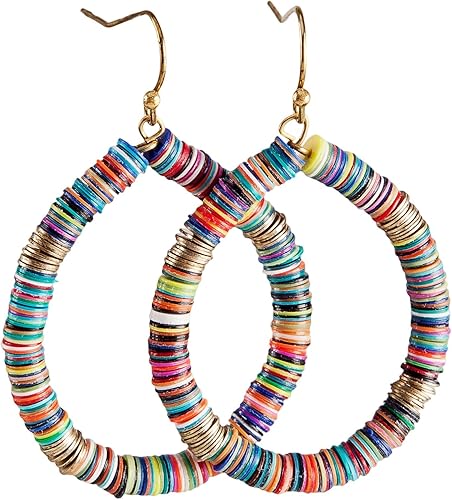 Multi-colored earrings with small beads.