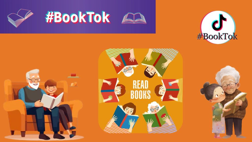 Both young and old readers come together as #BookTok labels overhead.