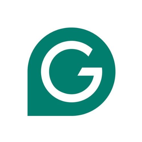 Grammarly Icon, a large G inside a forest green circle that drops to a point at the 210 degree mark.