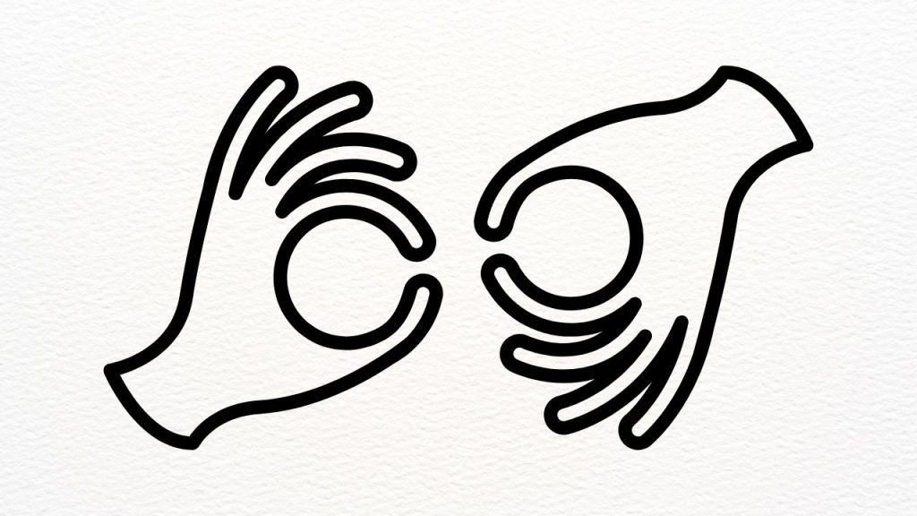 Two hands creating a sign.