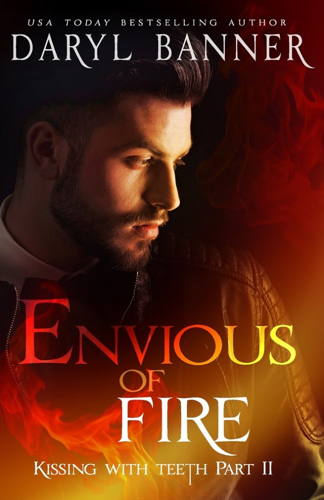 A picture of Envious of Fire by Daryl Banner. It's a picture of a man with red and orange fiery overlays.