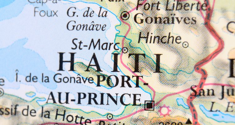 A segment of a map focusing in on Port-Au-Prince in Haiti.