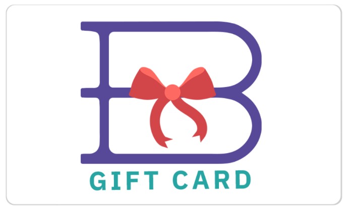 Bookshop.org giftcard depicting the Bookshop B with a red bow pinned to the center and "gift card" in team under it on a white background.
