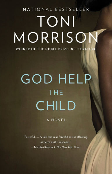 Book cover of "God Help the Child" by Toni Morrison. Features the silhouette of a woman's arm in a beige dress against a dark background.
