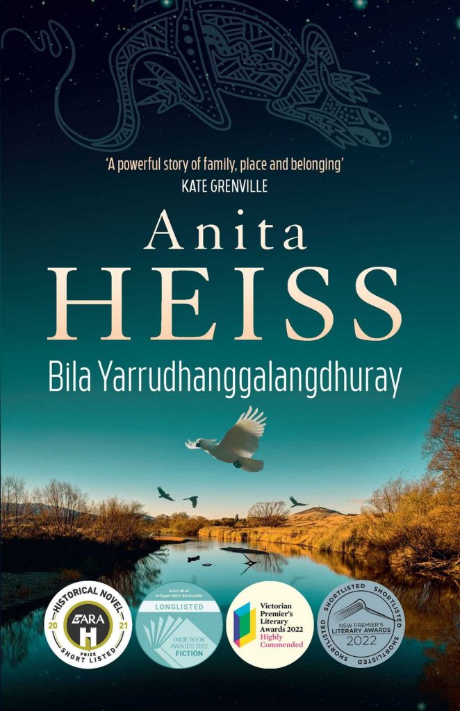 Bila Yarrudhanggalangdhuray by Anita Heiss book cover. A river landscape with birds flying over it.
