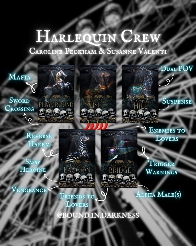 Social Media Post from @bound.in.darkness showing the Harlequin Crew from Caroline Peckham and Susanne Valenti