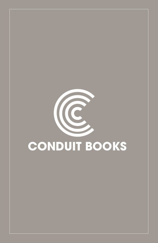 Logo for Conduit Books small press. Gray background with a C rippling out.