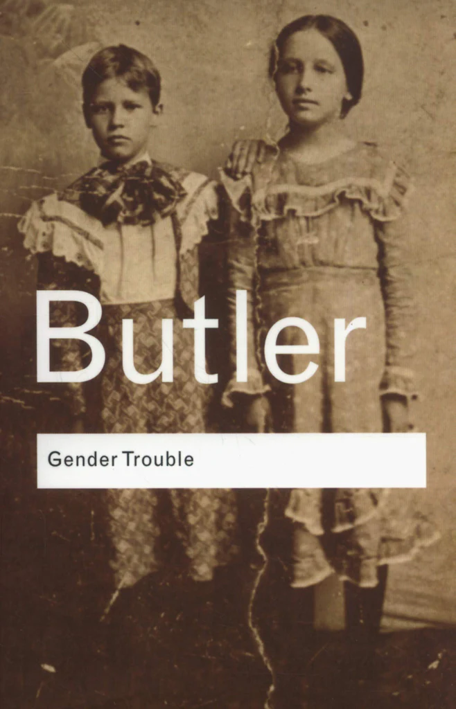 Gender Trouble by Judith Butler, featuring two children in old fashioned clothes in a sepia hue.
