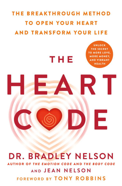 Book cover of "The Heart Code" by Dr. Bradley and Jean Nelson. Features a red heart with concentric circles.