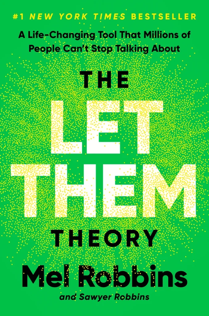 The Let Them Theory by Mel Robbins book cover depicts a bright green background with tiny yellow dots surrounding the words 'Let Them'.